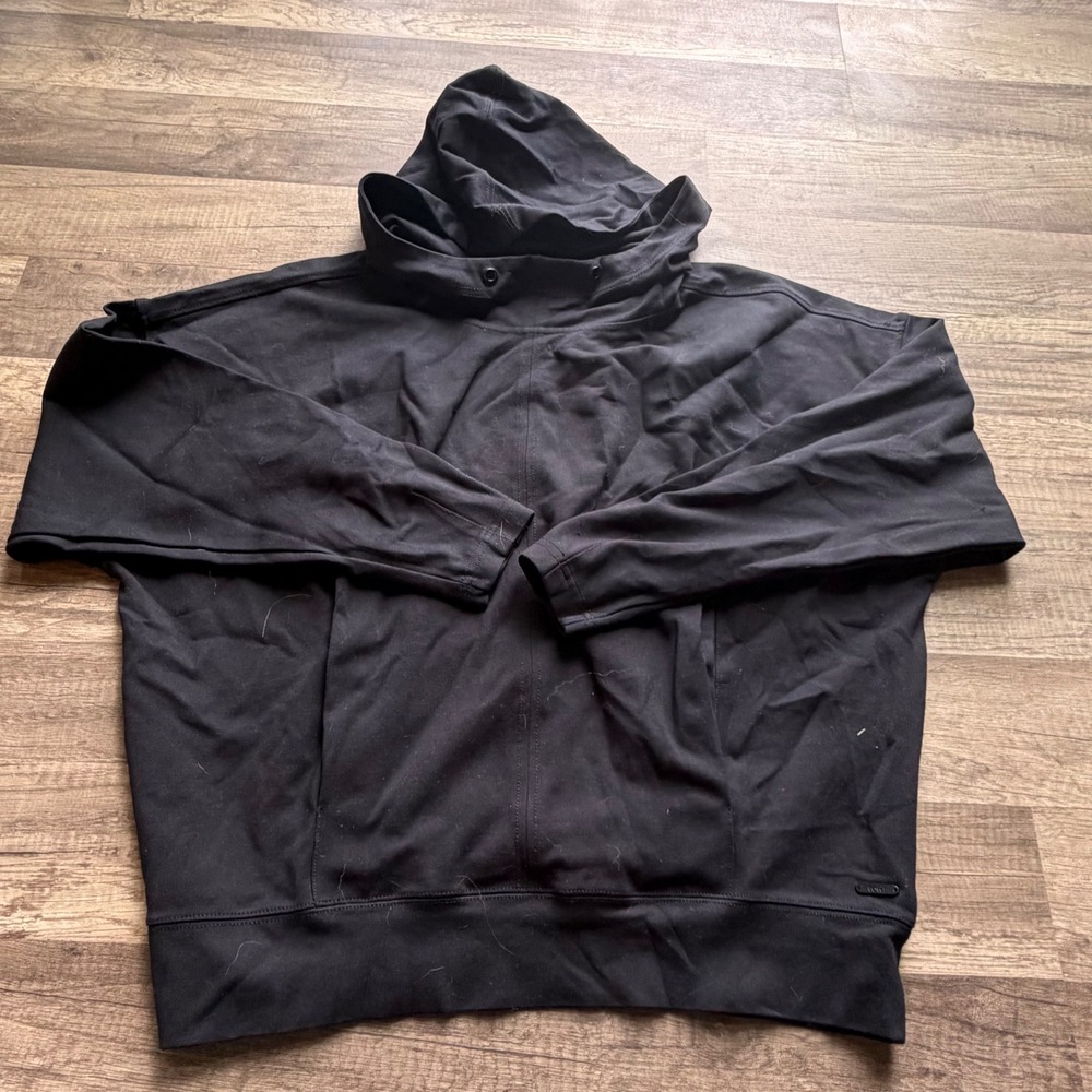Lole Womens Black Hooded Sweatshirt Oversized Funnel Neck Pullover Size Large